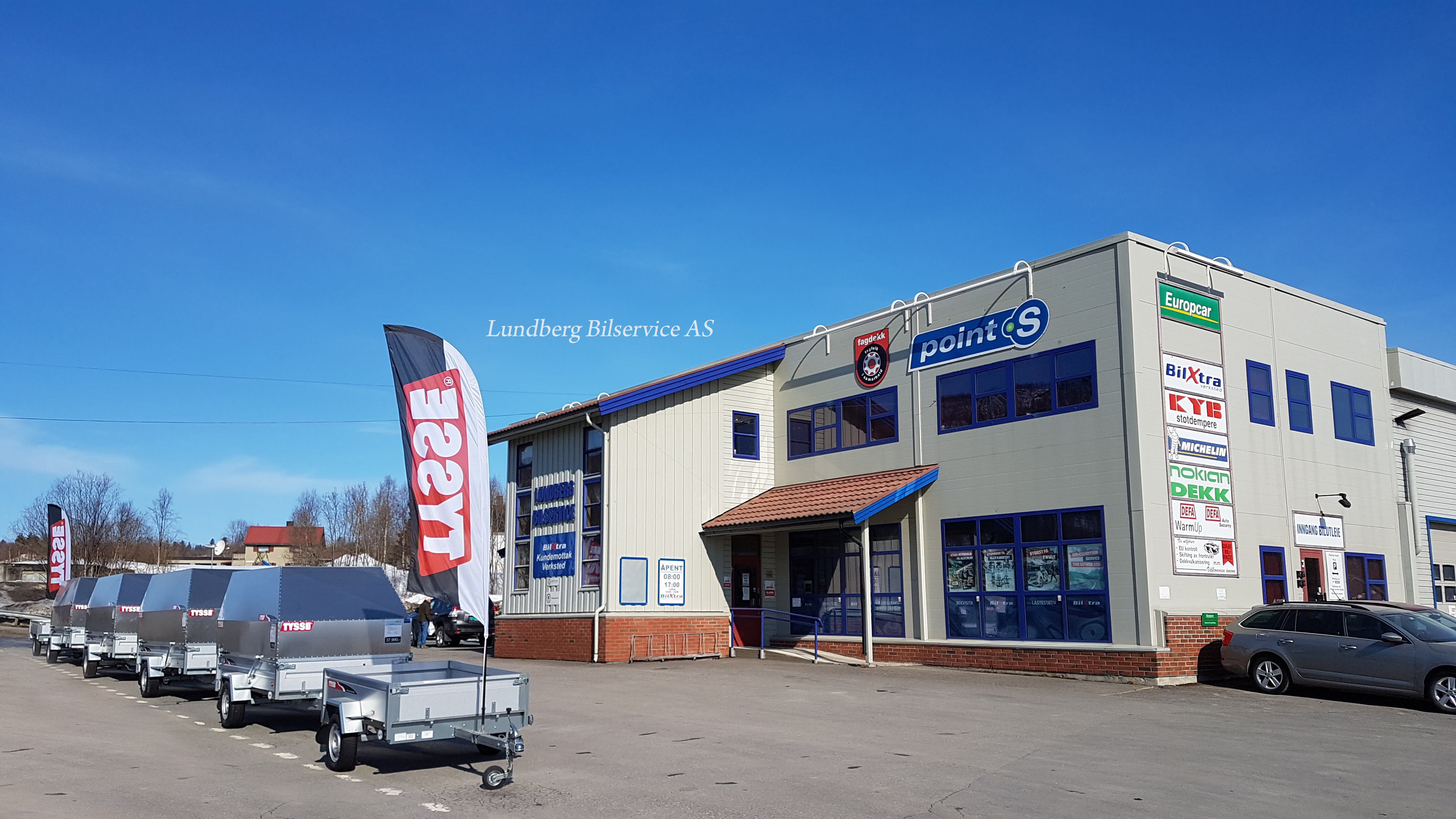 Lundberg Bilservice butikkfasade i Bardufoss